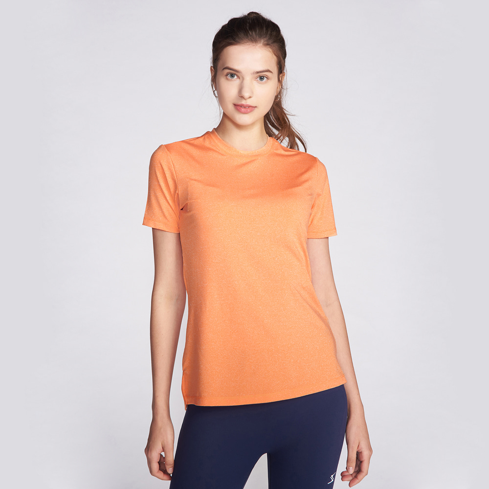 사이드슬릿 숏슬리브 티셔츠 오렌지